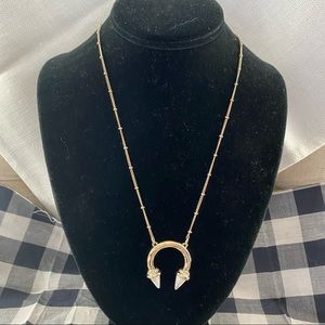 WHBM Gold & Marble Horseshoe Shape Necklace NWT